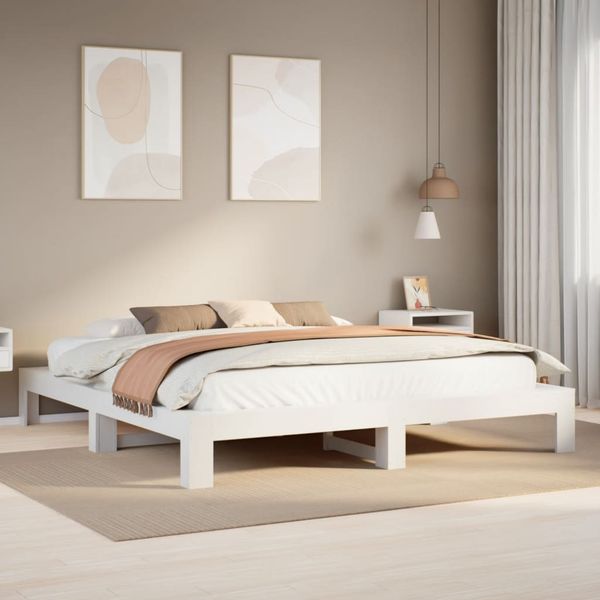 vidaXL Posteľ bez matraca biela 180x200 cm masívna borovica