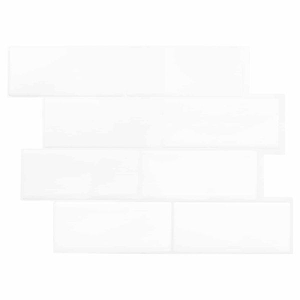 vidaXL Subway dlažba 10 pcs Biela 29 x 21 cm Polyuretán a PET
