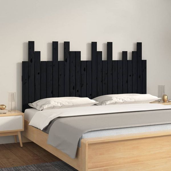 vidaXL Nástenné čelo postele čierne 146,5x3x80 cm masívna borovica