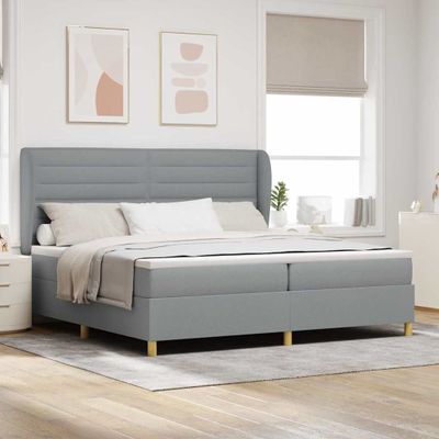 vidaXL Posteľ s pružinovým rámom Svetlosivá 200 x 200 cm látka
