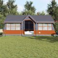 vidaXL Rodinný stan so strechou Šedá a oranžová 622 x 295 x 238 cm