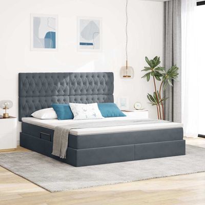 vidaXL Postel s úložným prostorem a matrací Tmavo šedá 180 x 200 cm