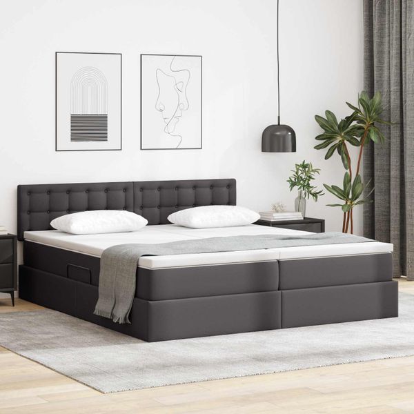 vidaXL Postel s úložným prostorem a LED svetlom Sivá 180 x 200 cm
