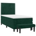 vidaXL Posteľný rám boxsping s matracom tmavozelený 90x200 cm zamat