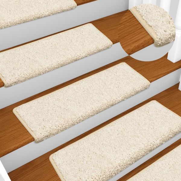 vidaXL Schodové rohože 5 ks 65x21x4 cm biele s obdĺžnikovým okrajom