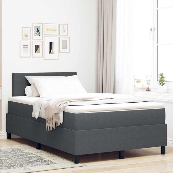 vidaXL LED box s pružinami Tmavo šedá a biela 120 x 190 cm