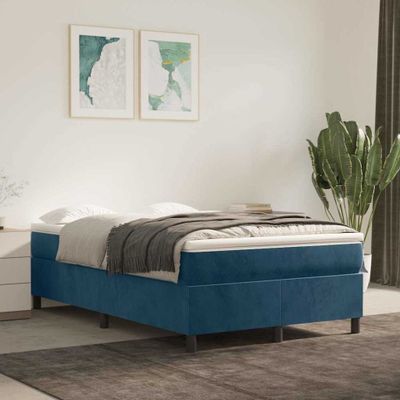 vidaXL Posteľný rám s boxspringom tmavomodrý 120x200 cm zamat