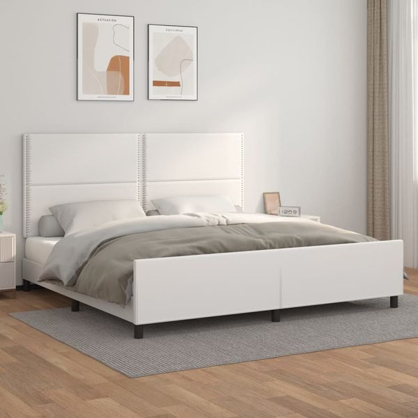 vidaXL Posteľný rám s čelom biely 200x200 cm umelá koža