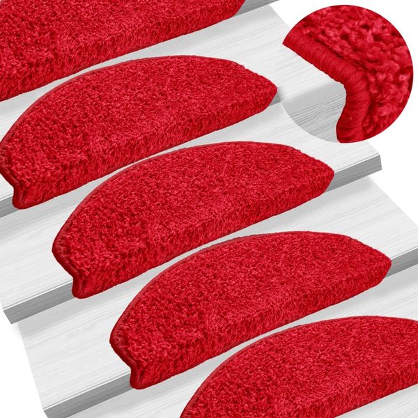 vidaXL Schodové rohože 10 ks 65x21x4 cm červené polkruhové veľké