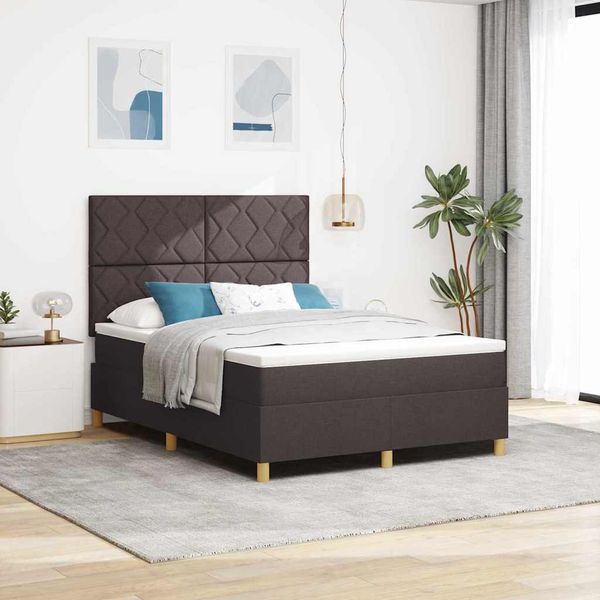 vidaXL LED box s pružinami Tmavohnedá 160 x 200 cm látka