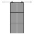 vidaXL Posuvné dvere s kovaním čierne 90x205 cm tvrdené sklo