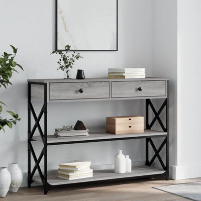vidaXL Konzolový stolík sivý sonoma 100x28x75 cm kompozitné drevo