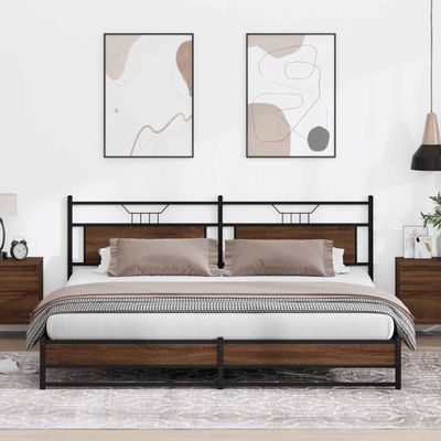 vidaXL Kovový posteľný rám bez matraca hnedý dub 200x200 cm