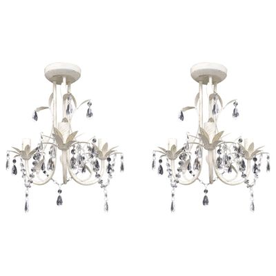 vidaXL Kryštálové závesné stropné lustre 2 ks elegantná biela