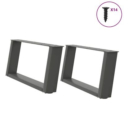 vidaXL Nohy konferenčného stolíka v tvare U, 2 ks, antracitové, 70 x (30-31) cm, oceľ