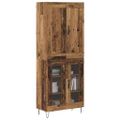vidaXL Highboard Staré drevo 69,5 x 34 x 180 cm Kompozitné drevo
