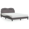 vidaXL Posteľ Viana s matracom sivá 140x190 cm umelá koža