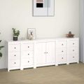 vidaXL Komoda biela 230x35x80 cm borovicový masív