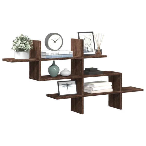vidaXL Nástenná polica hnedý dub 124,5x18x60,5 cm kompozitné drevo
