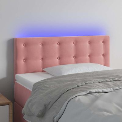 vidaXL Čelo postele s LED ružové 100x5x78/88 cm zamat