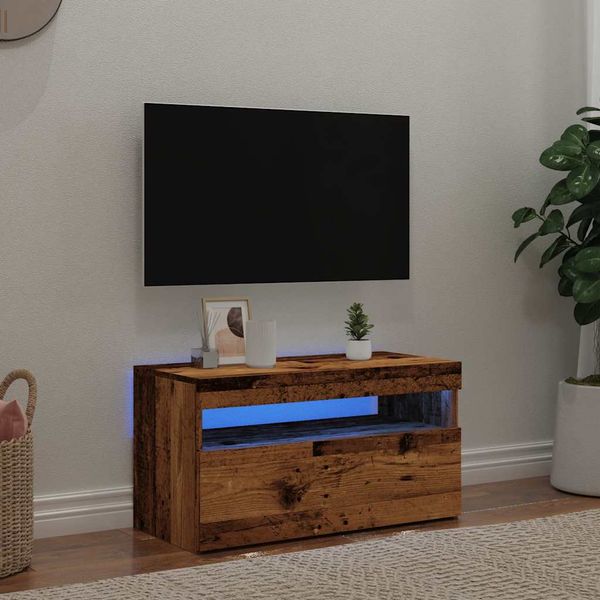 vidaXL TV skrinka s LED staré drevo 75x35x40 cm kompozitné drevo