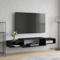 vidaXL Nástenný TV kabinet Nástenná montáž Čierny dub 140 x 28 x 21 cm