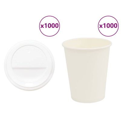 vidaXL papierové šálky na kávu s viečkom 1000 ks 8oz 200ml