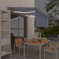 vidaXL Automatická markíza tienidlo&LED&senzor vetra modro-biela