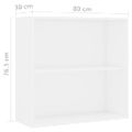 vidaXL Knižnica s 2 policami, bielo 80x30x76,5cm, kompozitné drevo