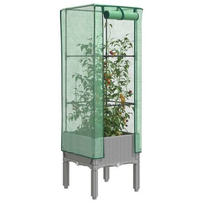 vidaXL Záhon s krytom na skleník ratanový vzhľad 40x40x140 cm