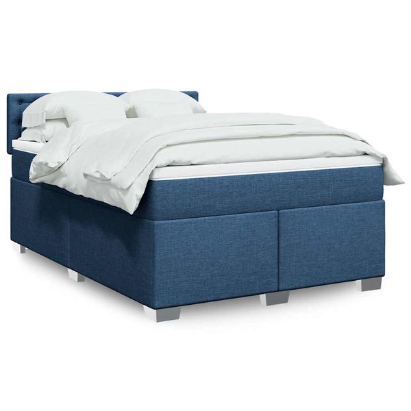 vidaXL Boxspring posteľ s matracom modrý 140x190 cm látka