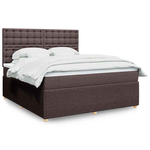 vidaXL Boxspring posteľ s matracom tmavohnedá 180x200 cm látka