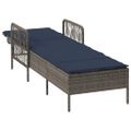 vidaXL Lehátko polyratan Šedá a námornícká modrá