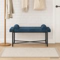 vidaXL Lavica s gombíkmi a vankúšmi Modrá 110 x 40 x 46 cm Zamat