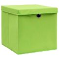 vidaXL Úložné boxy s vekom 4 ks, zelené 32x32x32 cm, látka