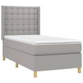 vidaXL Posteľ boxsping s matracom a LED bledosivá 90x190 cm látka