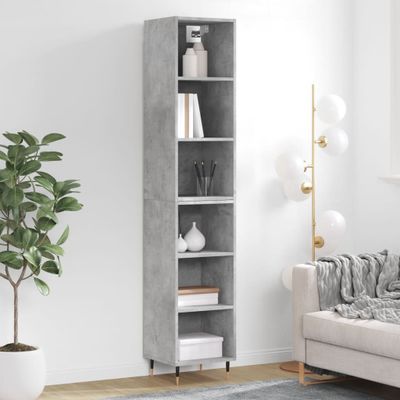vidaXL Vysoká skrinka betónová sivá 69,5x32,5x180 cm spracované drevo
