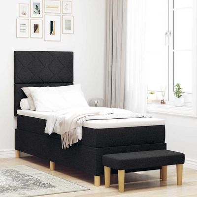 vidaXL Posteľ s pružinovým rámom s vankúšom Čierna 200 x 80 cm látka