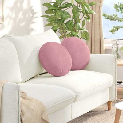 vidaXL Vankúše na sedenie 2 pcs Ružová Ø 40 x 13 cm Zamat
