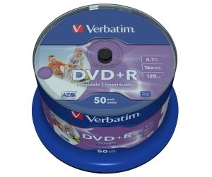 VERBATIM DVD+R (50-Pack) Cake/Print/16x/4.7GB/NoID