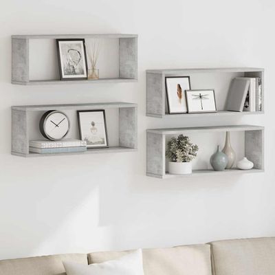 vidaXL Nástenné police 4ks, betónovo sivé 60x15x23cm, kompozitné drevo