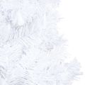 vidaXL Osvetlený umelý vianočný stromček s guľami, biely 150 cm, PVC