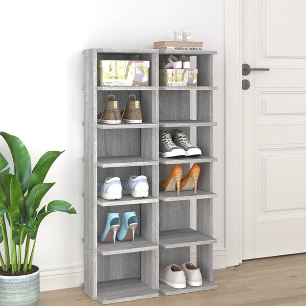 vidaXL Stojany na topánky 2ks sivá sonoma 27,5x27x102 cm sprac. drevo