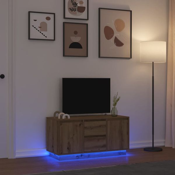 vidaXL TV skrinka s LED svetlami dub artisan 100x41x50 cm