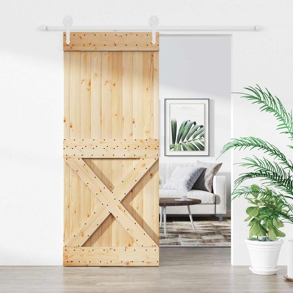 vidaXL Posuvné dvere Prírodná a biela 100 x 210 cm Borovicový masív