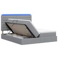 vidaXL LED úložná posteľ s matracom Svetlosivá 200 x 200 cm Látka