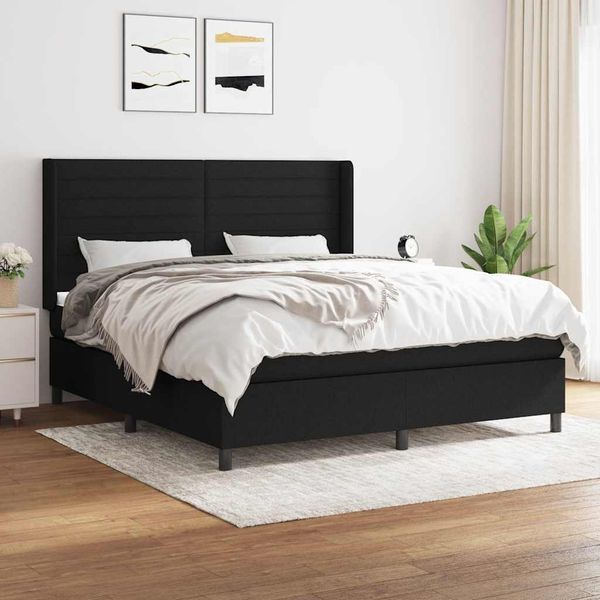 vidaXL Posteľný rám boxspring s matracom čierny 160x200 cm látka
