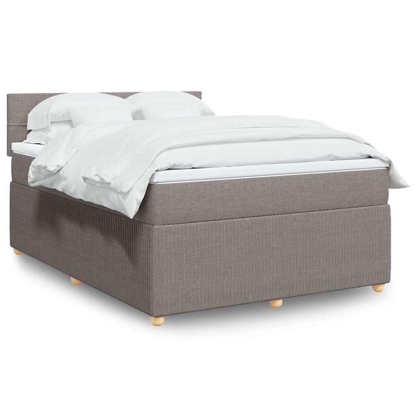 vidaXL Posteľný rám boxspring s matracom sivohned 140x200 cm látka