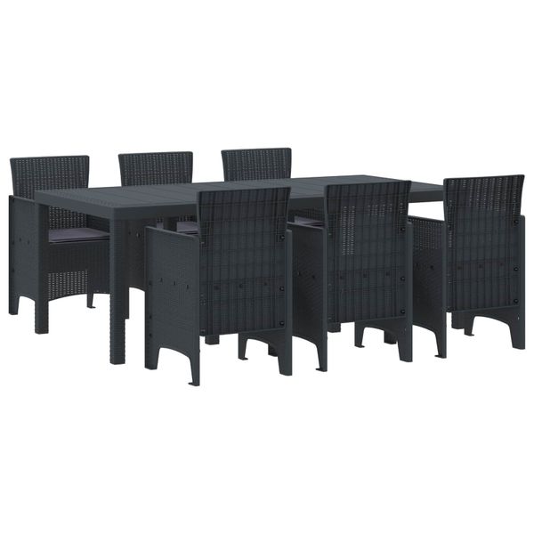 vidaXL Záhradný jedálenský set 7 pcs Antracitová Polypropylén