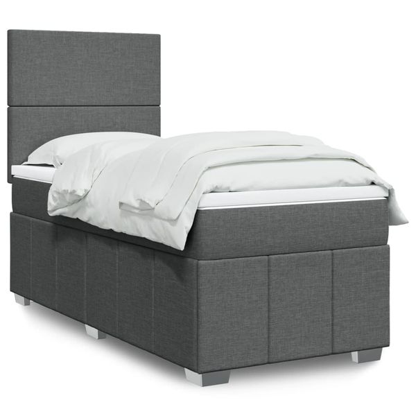 vidaXL Boxspring posteľ s matracom tmavosivá 90x200 cm látka